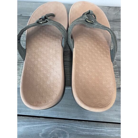 Vionic Tide Aloe Toe Post Sandal Toffee Suede Orthotic Flip Flop Women's Size 10 - Picture 3 of 9